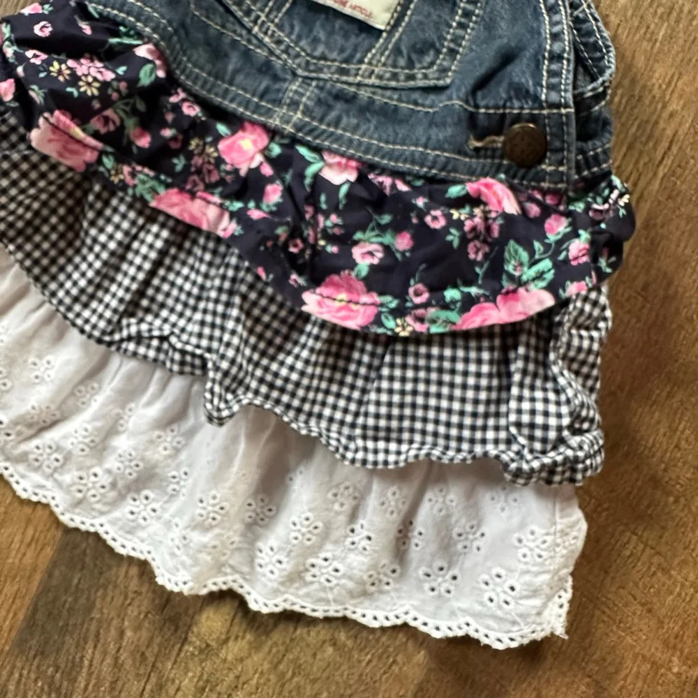 Baby OshKosh B'gosh Overalls 12 Months Blue Black Floral Gingham